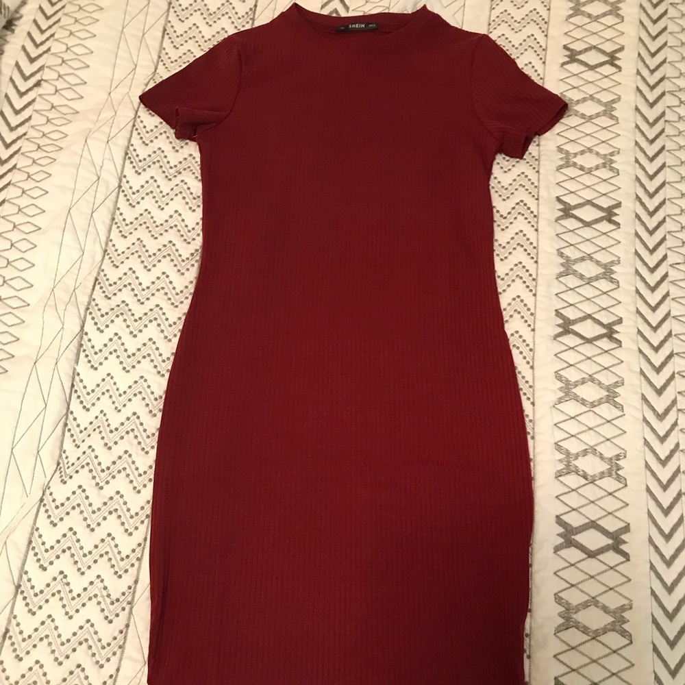 SHEIN M ribbed red bodycon/sheath dress